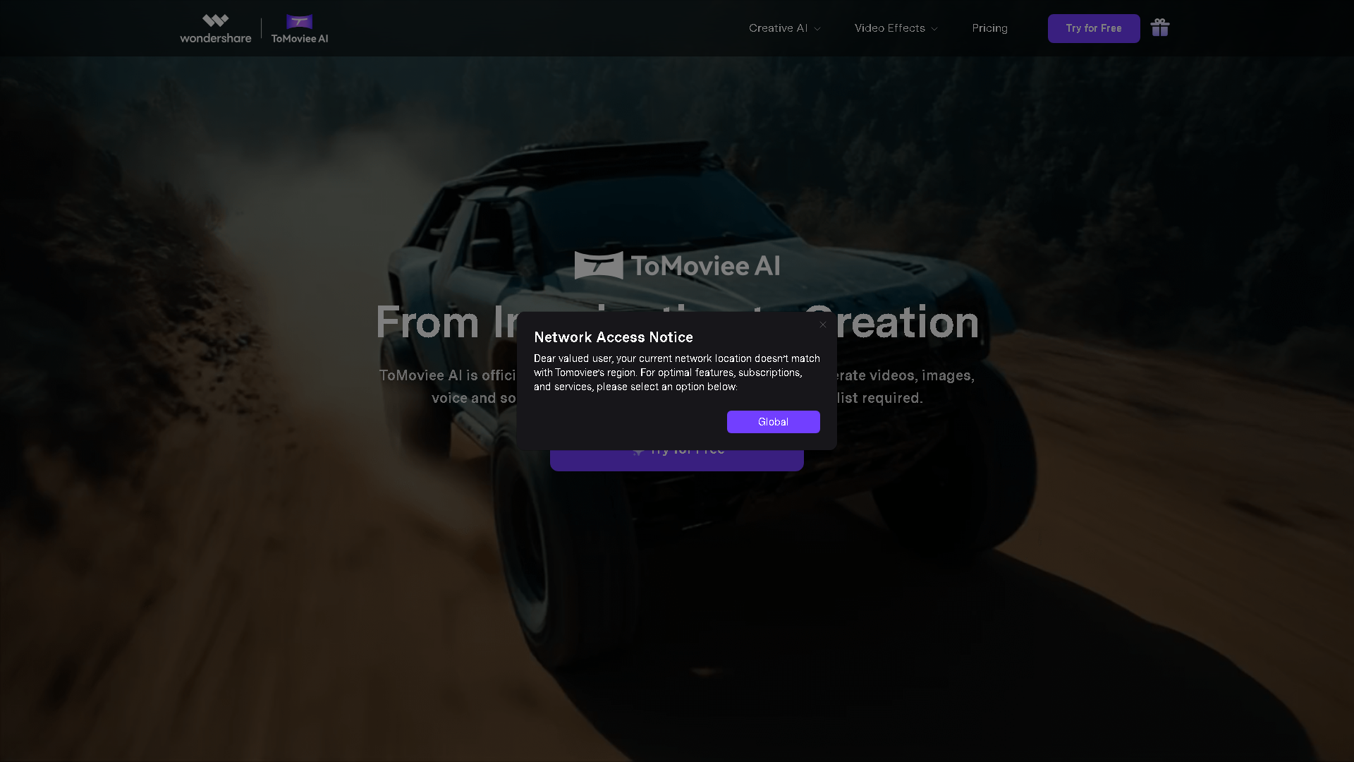 WonderShare ToMoviee AI Interface Screenshot - Image & Design Tool