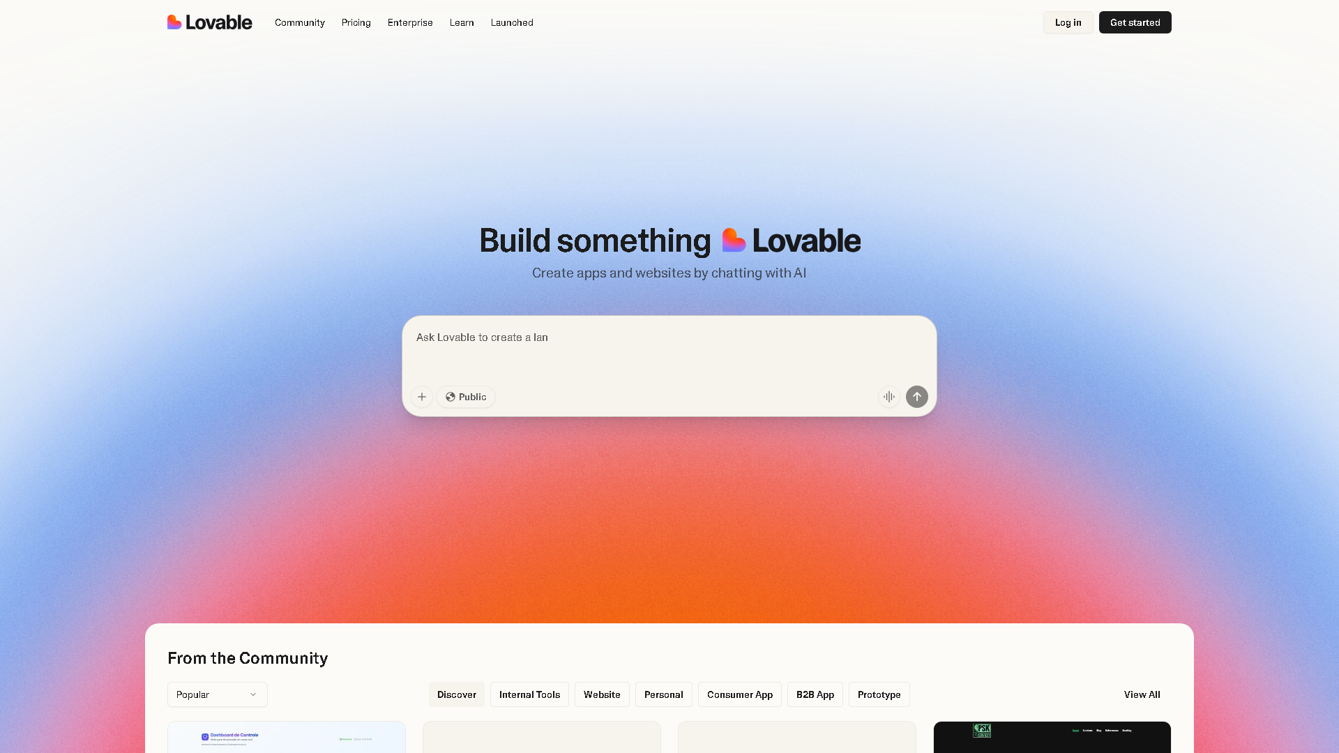 Lovable Interface Screenshot - Development & APIs Tool