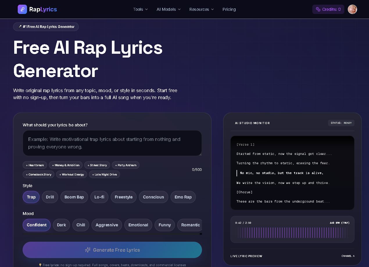 RapLyrics screenshot